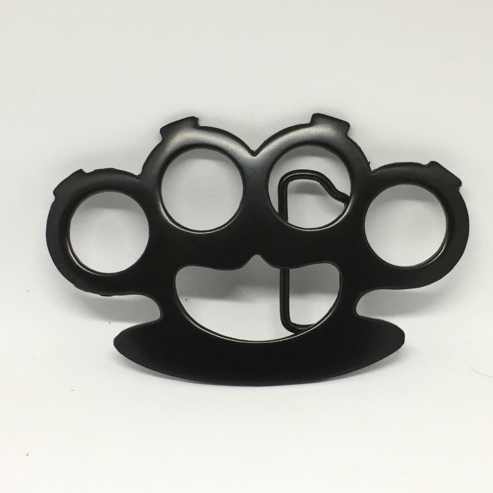 Black Belt buckle in the shape of Brass Knuckles